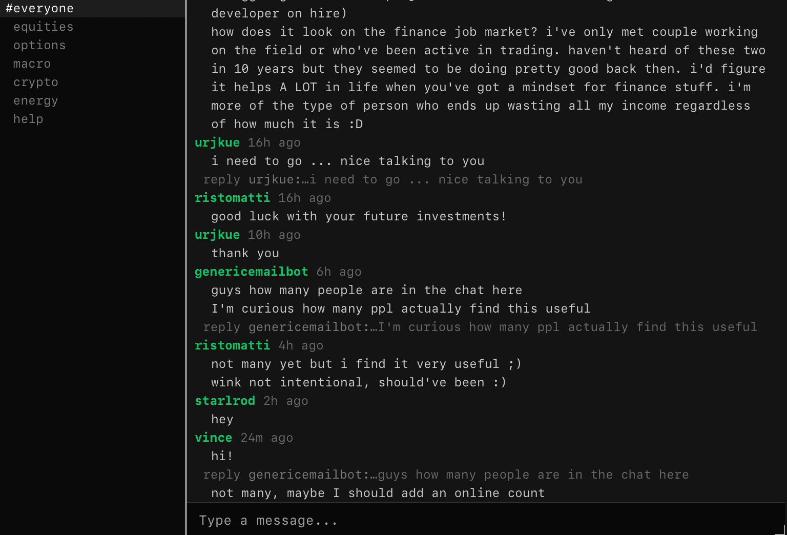 CHAT function screenshot